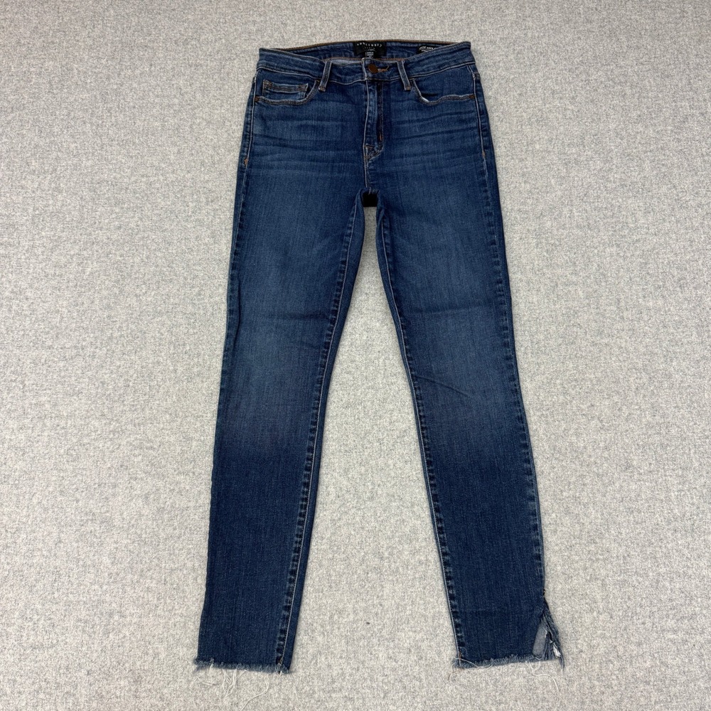 Sanctuary | Social Ankle Skinny Jeans | 27 | Blue | Raw Frayed Hem Side Slit 4